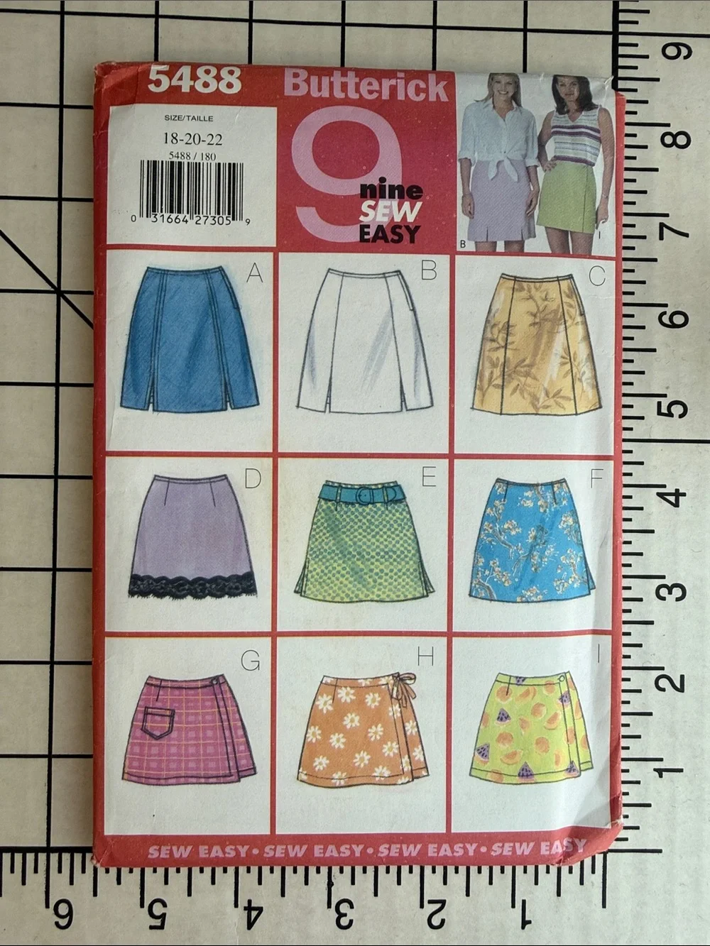 Butterick 5488 9 Sew Easy Skirt Skort Pattern Sz 18-20-22 Uncut Factory Folded